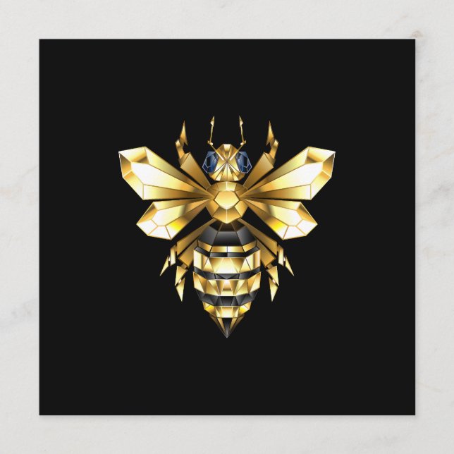 Faux Gold Foil Logo Bee Polygonal on Black Program (Front)