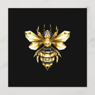 Faux Gold Foil Logo Bee Polygonal on Black Program
