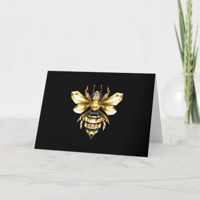 Faux Gold Foil Logo Bee Polygonal on Black Program (Front)