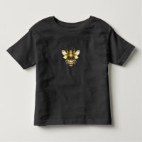 Faux Gold Foil Logo Bee Polygonal on Black