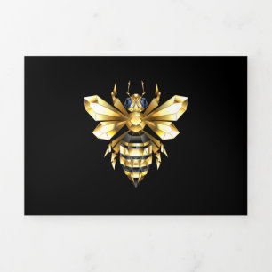 Faux Gold Foil Logo Bee Polygonal on Black Tri-Fold Programme