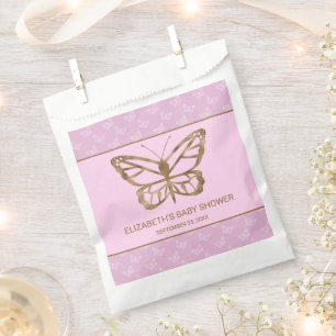 Faux Gold Foil Look Butterfly - Purple Baby Shower Favour Bag