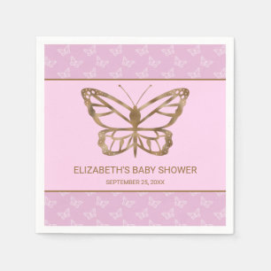 Faux Gold Foil Look Butterfly - Purple Baby Shower Napkin