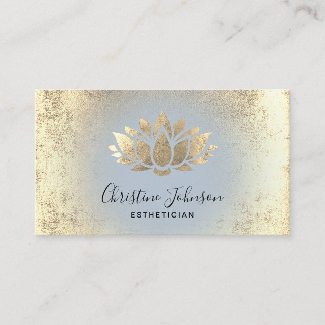 faux gold foil lotus aesthetician skincare business card (Front)