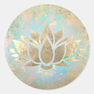 faux gold foil lotus classic round sticker