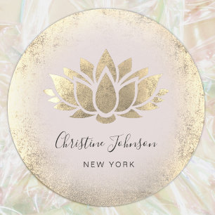 faux gold foil lotus design classic round sticker