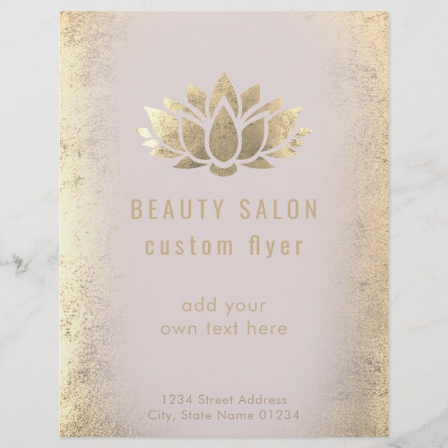 FAUX gold foil lotus flower beauty salon Flyer (Front)