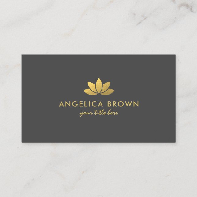 Faux Gold Foil Lotus Flower Business Card (Front)