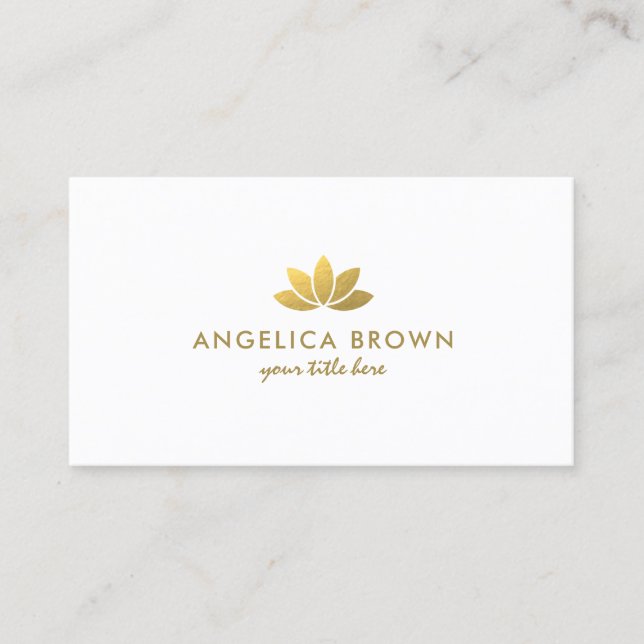 Faux Gold Foil Lotus Flower Business Card (Front)