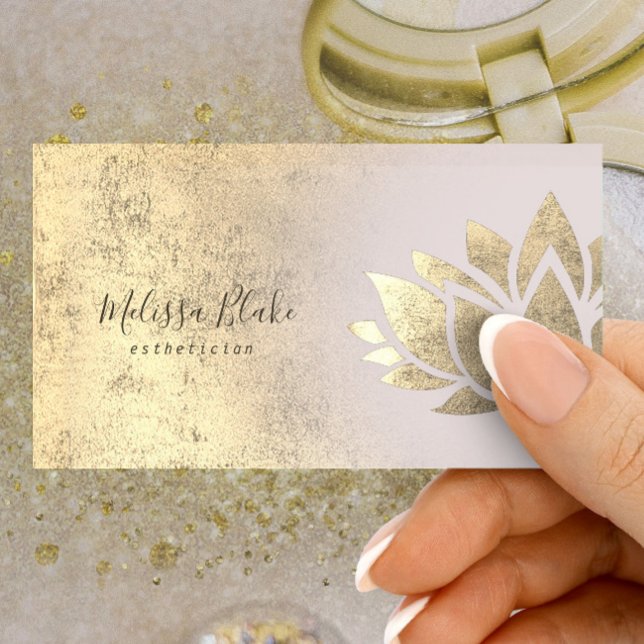 faux gold foil lotus logo business card (Creator Uploaded)
