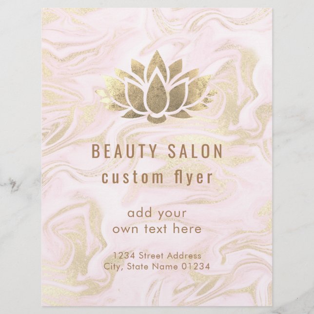 FAUX gold foil lotus logo on fluid marble Flyer (Front)