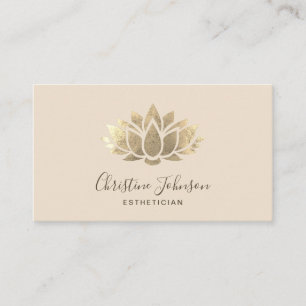 faux gold foil lotus on ivory business card