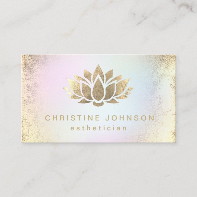 FAUX gold foil lotus on pastel colours Business Card (Front)