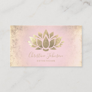 faux gold foil lotus on pink gradient business card
