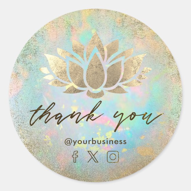 faux gold foil lotus thank you classic round sticker (Front)