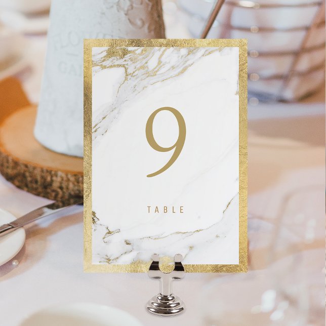 Faux gold foil marble modern wedding table number (Faux gold foil marble modern wedding table number)