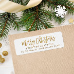 Faux Gold Foil Merry Christmas Return Address Return Address Label<br><div class="desc">Custom printed return address labels to coordinate with our Merriest holiday collection. This elegant design features hand-lettered script Merry Christmas typography in faux gold foil. Personalise it with your name and return address or other custom text. Use the design tools to choose any background colour, change the text fonts and...</div>