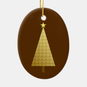 Faux Gold foil modern Christmas tree Ceramic Ornament