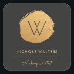 Faux Gold Foil Monogram Business Sticker Labels<br><div class="desc">These modern sticker labels by Orabella Prints feature a faux gold foil painted design,  highlighting your monogram initial.  The background colour can be customised,  if desired.</div>