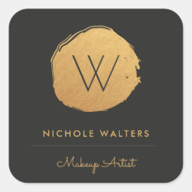 Faux Gold Foil Monogram Business Sticker Labels