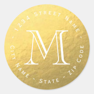 Faux Gold Foil Monogram Return Address Label