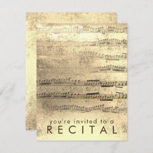FAUX gold foil music recital Invitation