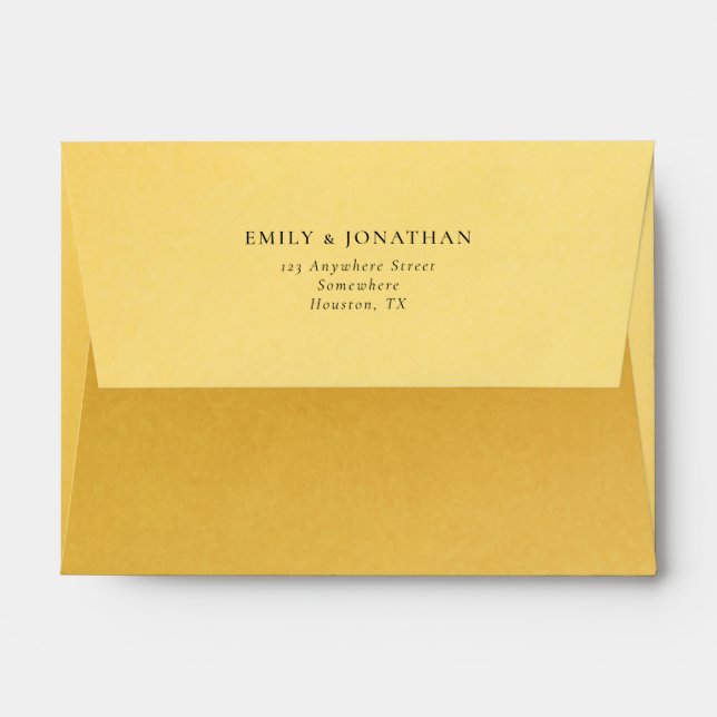 Faux Gold Foil Name Return Address Wedding A6 Envelope (Back (Top Flap))