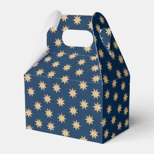Faux Gold Foil & Navy Blue Stars Pattern Favour Box