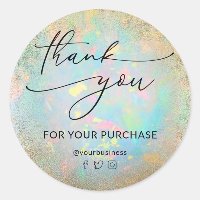 faux gold foil opal thank you classic round sticker (Front)