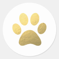 Faux Gold Foil Paw Print Classic Round Sticker