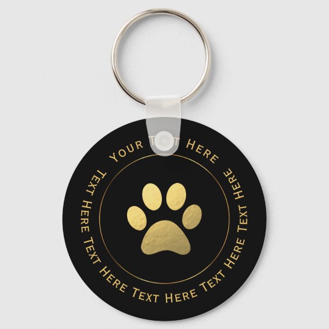 Faux Gold Foil Paw Print Keychain (Front)