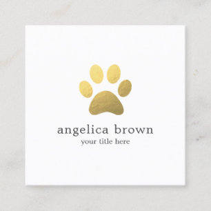Faux Gold Foil Paw Print  Square Business Card