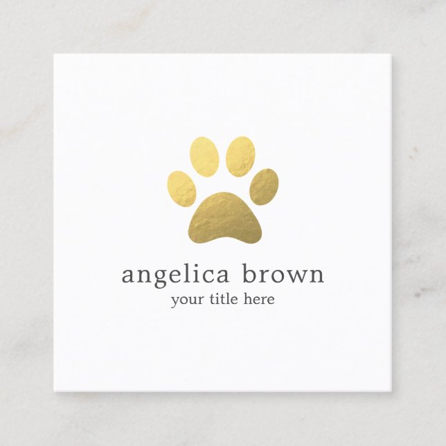 Faux Gold Foil Paw Print  Square Business Card (Front)