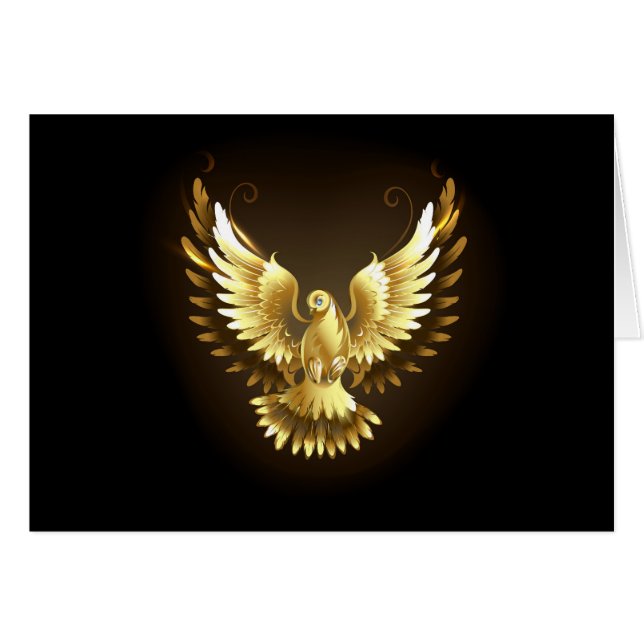 Faux Gold Foil Peace Dove on Black (Front Horizontal)