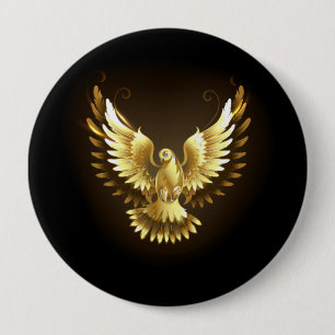 Faux Gold Foil Peace Dove on Black 10 Cm Round Badge