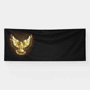 Faux Gold Foil Peace Dove on Black Banner