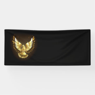 Faux Gold Foil Peace Dove on Black Banner