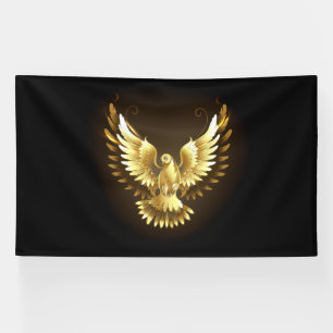 Faux Gold Foil Peace Dove on Black Banner