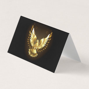 Faux Gold Foil Peace Dove on Black Business Card