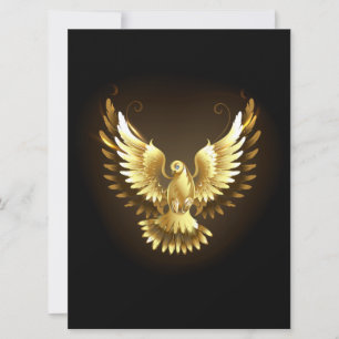 Faux Gold Foil Peace Dove on Black Card