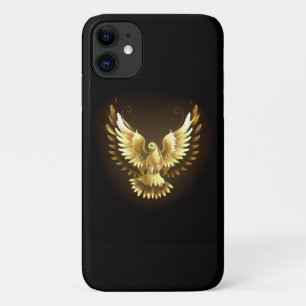 Faux Gold Foil Peace Dove on Black iPhone 11 Case