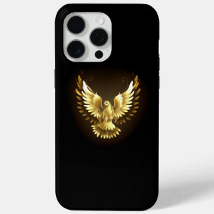 Faux Gold Foil Peace Dove on Black iPhone 15 Pro Max Case