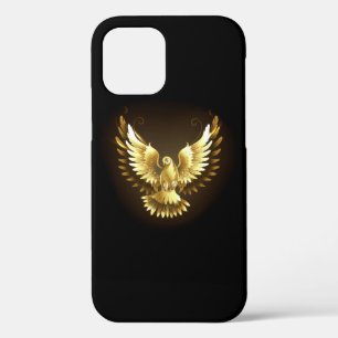 Faux Gold Foil Peace Dove on Black iPhone 12 Pro Case