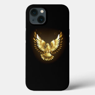 Faux Gold Foil Peace Dove on Black iPhone 13 Case