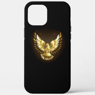 Faux Gold Foil Peace Dove on Black iPhone 12 Pro Max Case