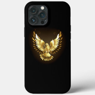 Faux Gold Foil Peace Dove on Black iPhone 13 Pro Max Case