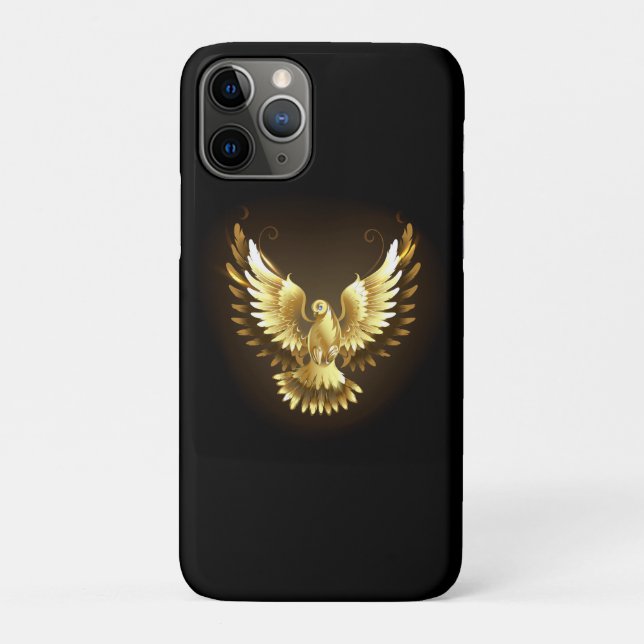 Faux Gold Foil Peace Dove on Black Case-Mate iPhone Case (Back)