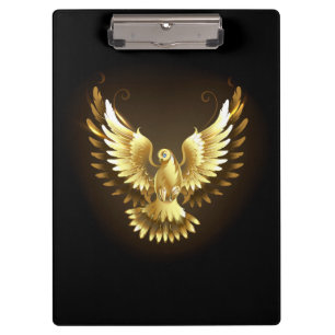 Faux Gold Foil Peace Dove on Black Clipboard