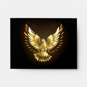 Faux Gold Foil Peace Dove on Black Envelope