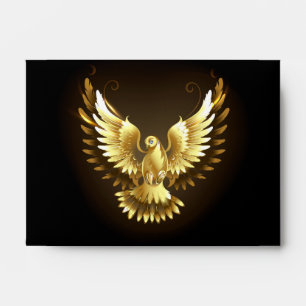 Faux Gold Foil Peace Dove on Black Envelope